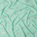 Mint Green Premium Pure silk Satin Fabric with Jacquard metallic, 110 Cms, South Korea-D26898