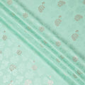 Mint Green Premium Pure silk Satin Fabric with Jacquard metallic, 110 Cms, South Korea-D26898