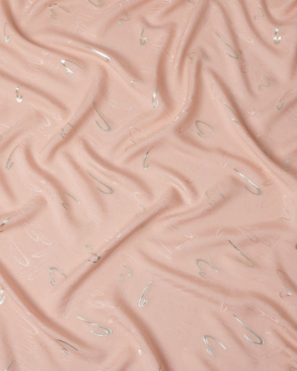 Warm Peach Pink Abstract Lurex Silk Crepe 140cm