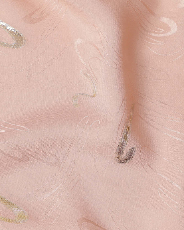Warm Peach Pink Abstract Lurex Silk Crepe 140cm