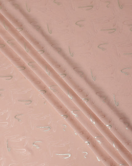 Warm Peach Pink Abstract Lurex Silk Crepe 140cm