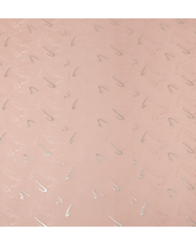 Warm Peach Pink Abstract Lurex Silk Crepe 140cm