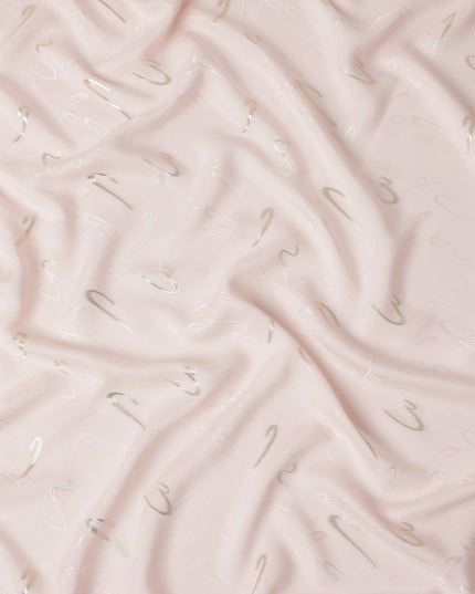 Soft Powder Pink Abstract Lurex Silk Crepe 140cm