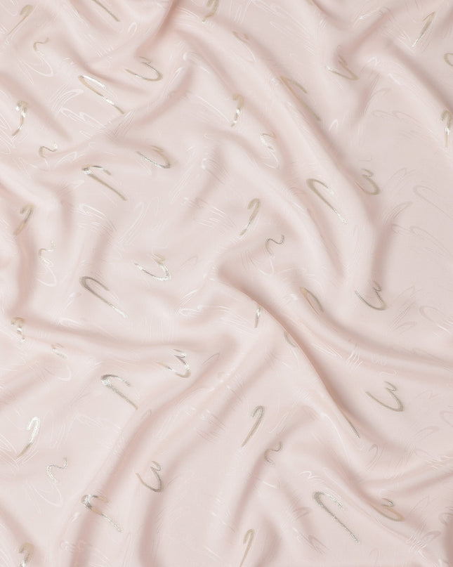 Soft Powder Pink Abstract Lurex Silk Crepe 140cm