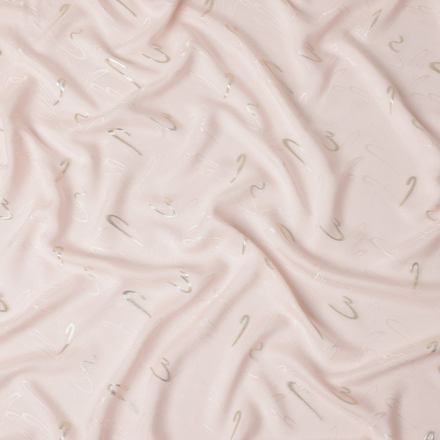 Soft Powder Pink Abstract Lurex Silk Crepe 140cm