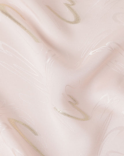 Soft Powder Pink Abstract Lurex Silk Crepe 140cm
