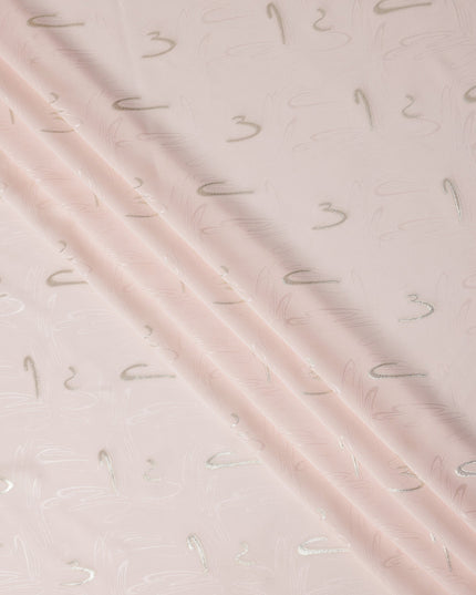 Soft Powder Pink Abstract Lurex Silk Crepe 140cm