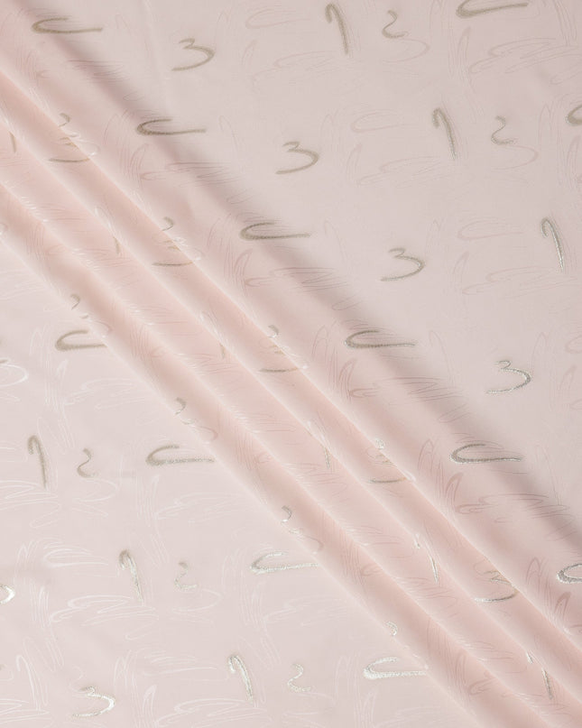Soft Powder Pink Abstract Lurex Silk Crepe 140cm