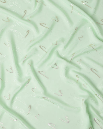 Fresh Mint Green Abstract Lurex Silk Crepe 140cm