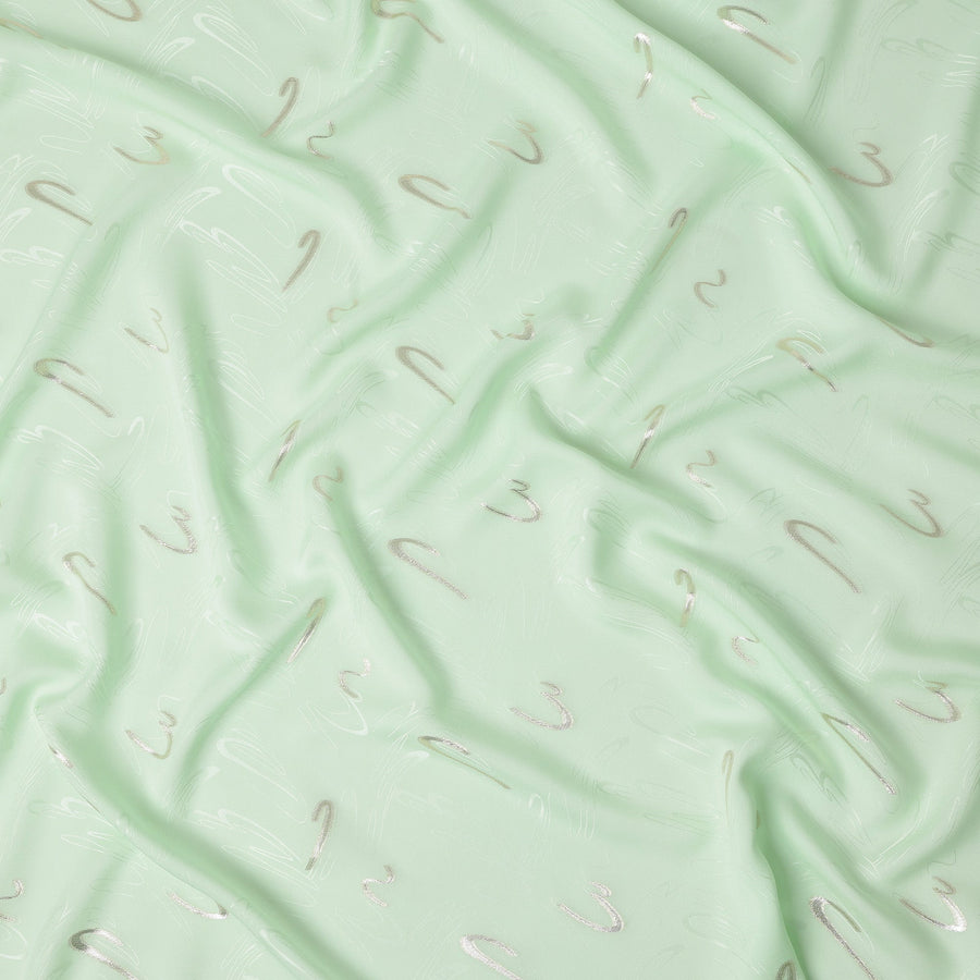 Fresh Mint Green Abstract Lurex Silk Crepe 140cm