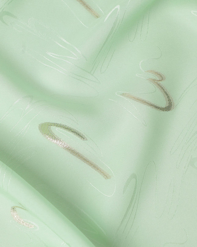 Fresh Mint Green Abstract Lurex Silk Crepe 140cm