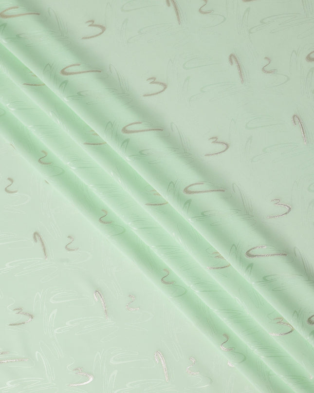 Fresh Mint Green Abstract Lurex Silk Crepe 140cm