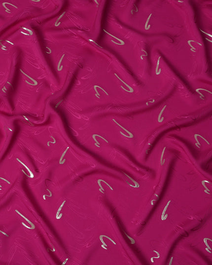 Magenta Fuchsia Pink Abstract Lurex Silk Crepe 140cm
