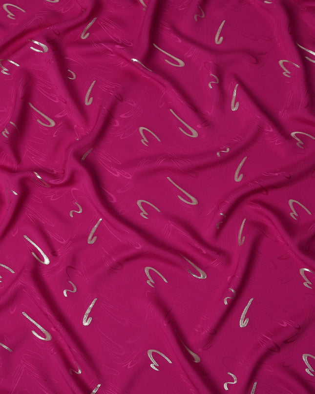 Magenta Fuchsia Pink Abstract Lurex Silk Crepe 140cm