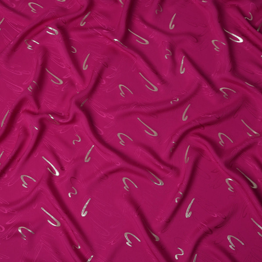 Magenta Fuchsia Pink Abstract Lurex Silk Crepe 140cm