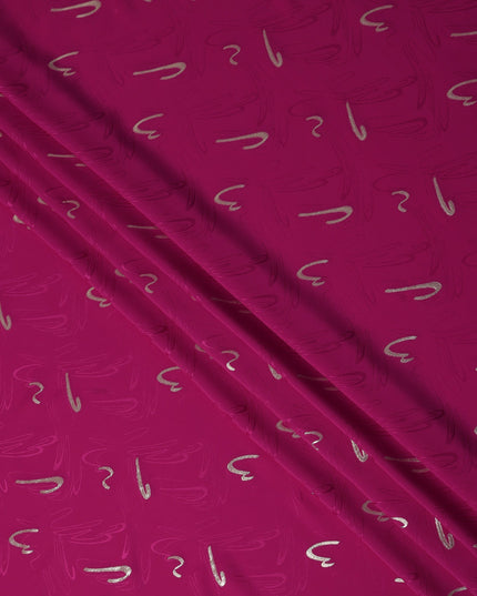 Magenta Fuchsia Pink Abstract Lurex Silk Crepe 140cm