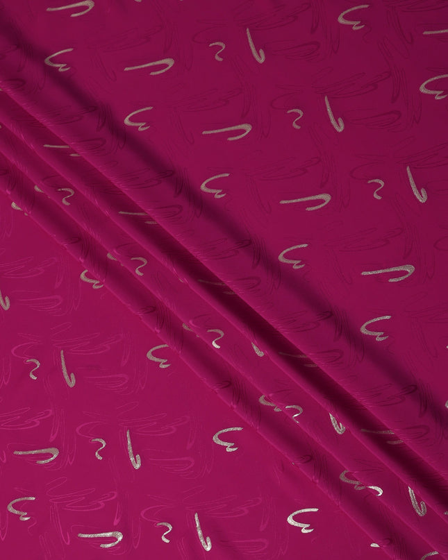 Magenta Fuchsia Pink Abstract Lurex Silk Crepe 140cm