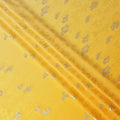 Golden Yellow with Silver Floral Motif Pure Silk Satin Fabric, 140 Cms Width, Made in South Korea-D26000