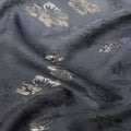 Charcoal Black with Silver Floral Motif Pure Silk Satin Fabric, 140 Cms Width, Made in South Korea-D25999