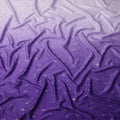 Purple Ombre with Silver Textured Motif Pure Silk Satin Fabric, 140 Cms Width, Made in South Korea-D26006