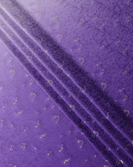 Purple Ombre with Silver Textured Motif Pure Silk Satin Fabric, 140 Cms Width, Made in South Korea-D26006