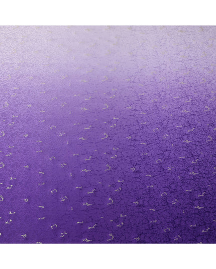 Purple Ombre with Silver Textured Motif Pure Silk Satin Fabric, 140 Cms Width, Made in South Korea-D26006