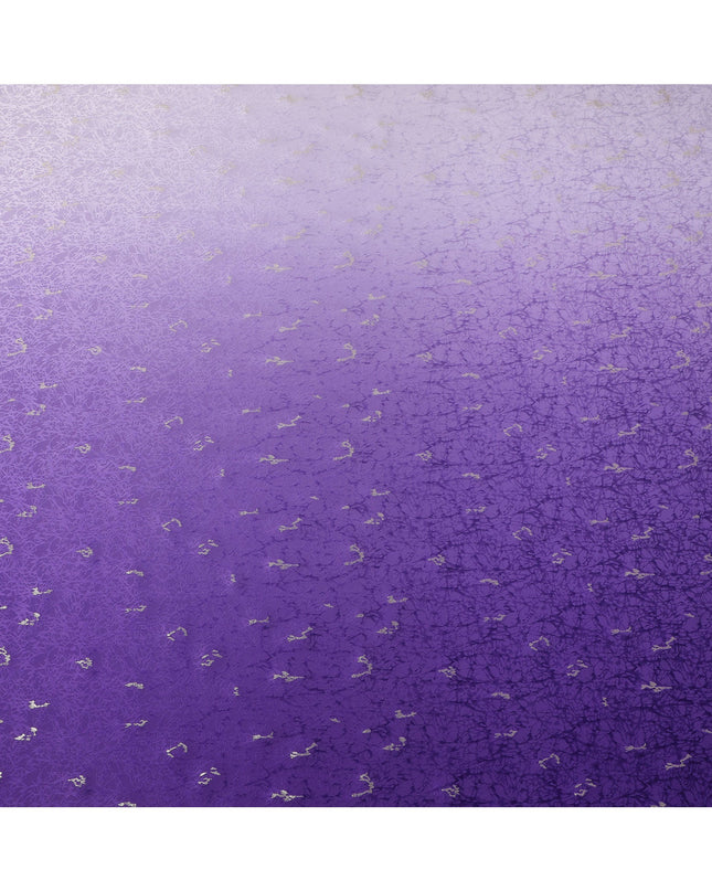 Purple Ombre with Silver Textured Motif Pure Silk Satin Fabric, 140 Cms Width, Made in South Korea-D26006