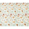 Mint Green with Beige Floral Print Pure Silk Satin Fabric, 140 Cms Width, Made in South Korea-D25993