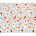 Sky Blue with Peach Floral Print Pure Silk Satin Fabric, 140 Cms Width, Made in South Korea-D25994