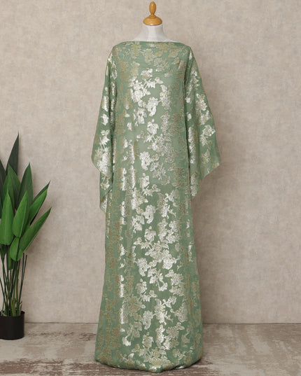 Sage Green Traditional Somali Silk Chiffon Dirac Fabric with Metallic Lurex, 3.5 Mtrs Piece, Width 140 Cms, Made in South Korea-D26487