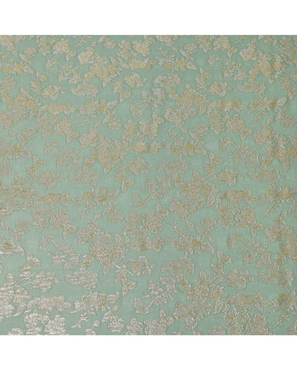 Sage Green Traditional Somali Silk Chiffon Dirac Fabric with Metallic Lurex, 140 Cms Width, 3.5 Mtrs Piece, Made in South Korea-D26130