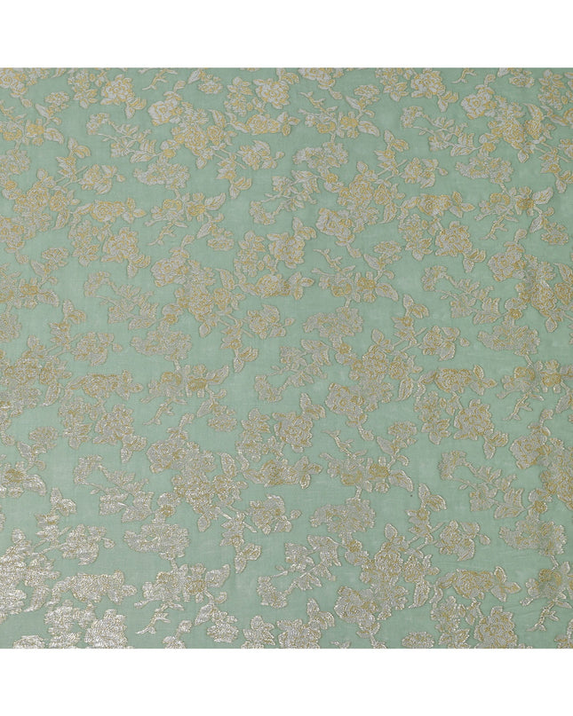 Sage Green Traditional Somali Silk Chiffon Dirac Fabric with Metallic Lurex, 140 Cms Width, 3.5 Mtrs Piece, Made in South Korea-D26130