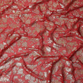 Red Traditional Somali Silk Chiffon Dirac Fabric with Metallic Lurex, 3.5 Mtrs Piece, Width 140 Cms, Made in South Korea-D26489
