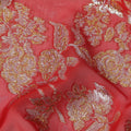 Red Traditional Somali Silk Chiffon Dirac Fabric with Metallic Lurex, 3.5 Mtrs Piece, Width 140 Cms, Made in South Korea-D26489