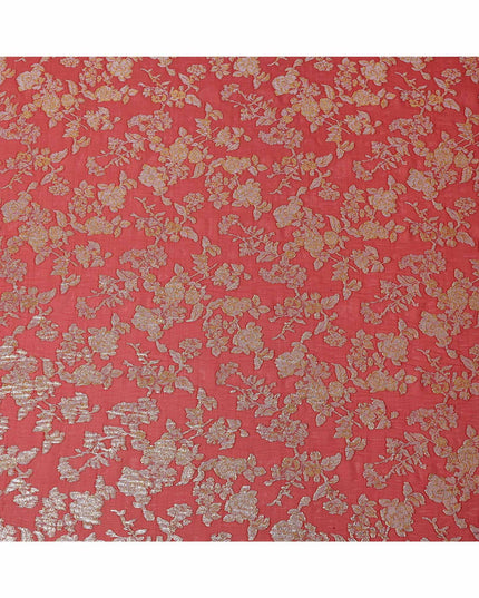 Red Traditional Somali Silk Chiffon Dirac Fabric with Metallic Lurex, 3.5 Mtrs Piece, Width 140 Cms, Made in South Korea-D26489