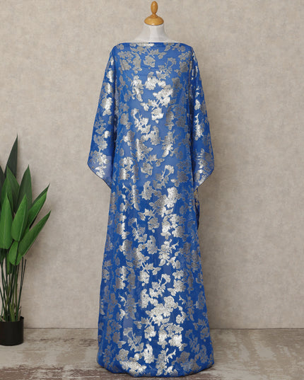 Royal Blue Traditional Somali Silk Chiffon Dirac Fabric with Metallic Lurex, 3.5 Mtrs Piece, Width 140 Cms, Made in South Korea-D26486