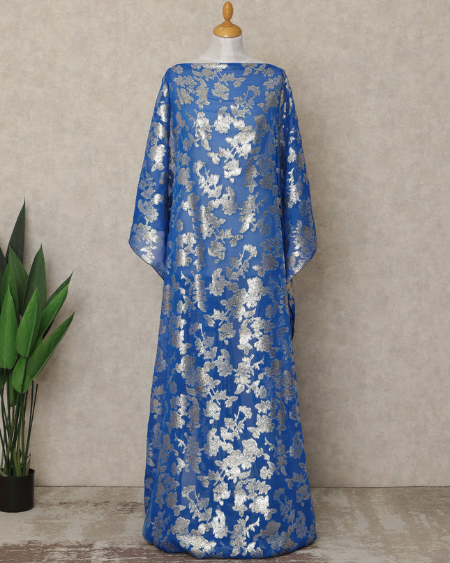 Royal Blue Traditional Somali Silk Chiffon Dirac Fabric with Metallic Lurex, 3.5 Mtrs Piece, Width 140 Cms, Made in South Korea-D26486