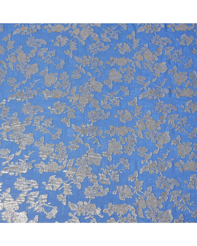 Royal Blue Traditional Somali Silk Chiffon Dirac Fabric with Metallic Lurex, 3.5 Mtrs Piece, Width 140 Cms, Made in South Korea-D26486