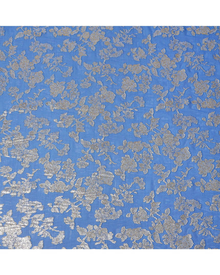 Royal Blue Traditional Somali Silk Chiffon Dirac Fabric with Metallic Lurex, 140 Cms Width, 3.5 Mtrs Piece, Made in South Korea-D26121