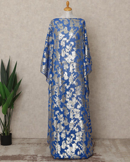 Royal Blue Traditional Somali Silk Chiffon Dirac Fabric with Metallic Lurex, 140 Cms Width, 3.5 Mtrs Piece, Made in South Korea-D26121