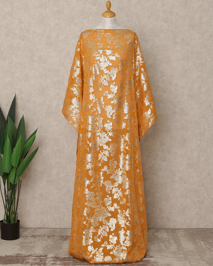Orange Traditional Somali Silk Chiffon Dirac Fabric with Metallic Lurex, 3.5 Mtrs Piece, Width 140 Cms, Made in South Korea-D26490