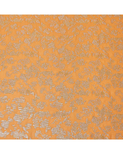 Orange Traditional Somali Silk Chiffon Dirac Fabric with Metallic Lurex, 140 Cms Width, 3.5 Mtrs Piece, Made in South Korea-D26131