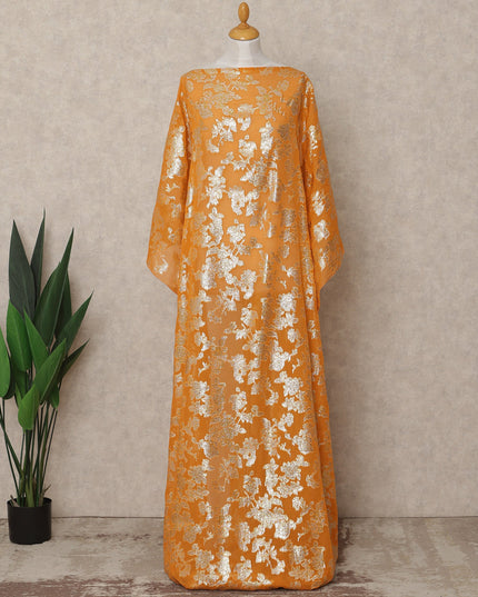 Orange Traditional Somali Silk Chiffon Dirac Fabric with Metallic Lurex, 140 Cms Width, 3.5 Mtrs Piece, Made in South Korea-D26131