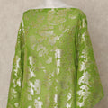 Lime Green Traditional Somali Silk Chiffon Dirac Fabric with Metallic Lurex, 3.5 Mtrs Piece, Width 140 Cms, Made in South Korea-D26488