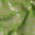 Lime Green Traditional Somali Silk Chiffon Dirac Fabric with Metallic Lurex, 3.5 Mtrs Piece, Width 140 Cms, Made in South Korea-D26488