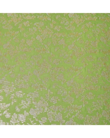 Lime Green Traditional Somali Silk Chiffon Dirac Fabric with Metallic Lurex, 3.5 Mtrs Piece, Width 140 Cms, Made in South Korea-D26488