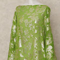 Lime Green Traditional Somali Silk Chiffon Dirac Fabric with Metallic Lurex, 140 Cms Width, 3.5 Mtrs Piece, Made in South Korea-D26137