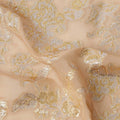 Champagne Traditional Somali Silk Chiffon Dirac Fabric with Metallic Lurex, 140 Cms Width, 3.5 Mtrs Piece, Made in South Korea-D26133