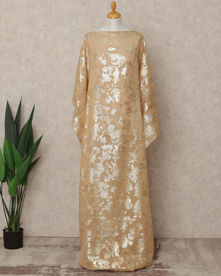 Champagne Traditional Somali Silk Chiffon Dirac Fabric with Metallic Lurex, 140 Cms Width, 3.5 Mtrs Piece, Made in South Korea-D26133