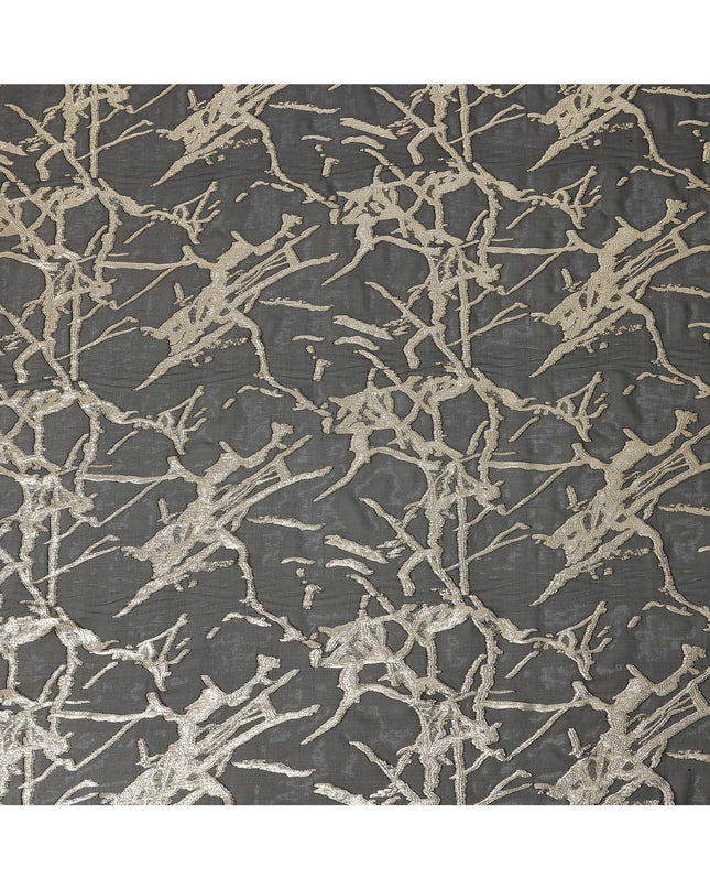 Black Traditional Somali Silk Chiffon Dirac Fabric with Metallic Lurex, 3.5 Mtrs Piece, Width 140 Cms, Made in South Korea-D26483